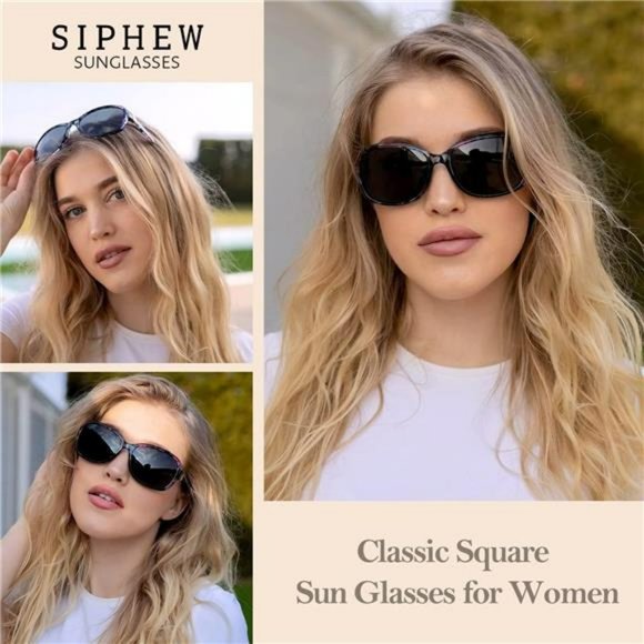Polarized Sunglasses, Classic Square Sun Glasses with UV Protection for women main image 6